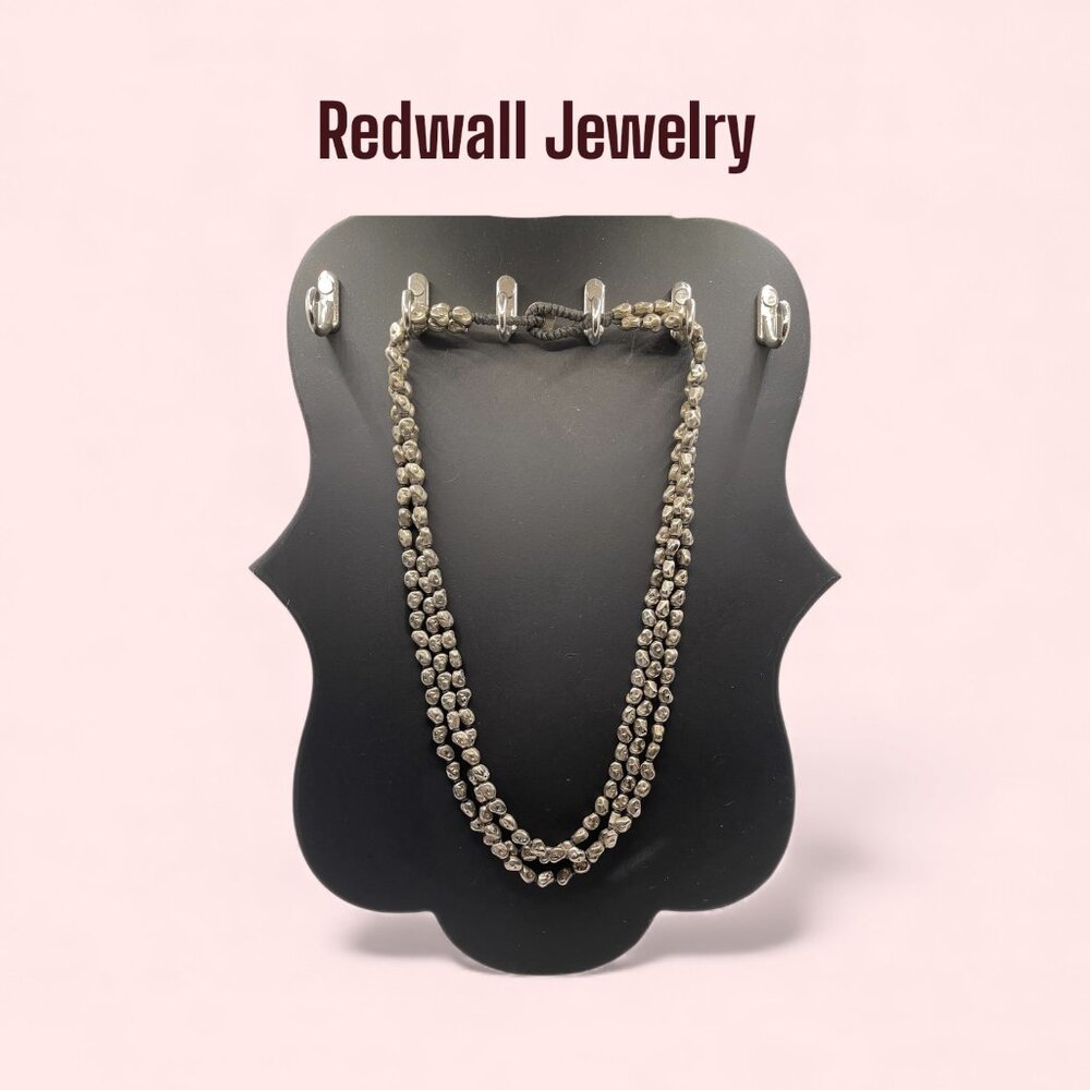 Redwall Metal Bead Necklace Silver Tone 21” Boxed